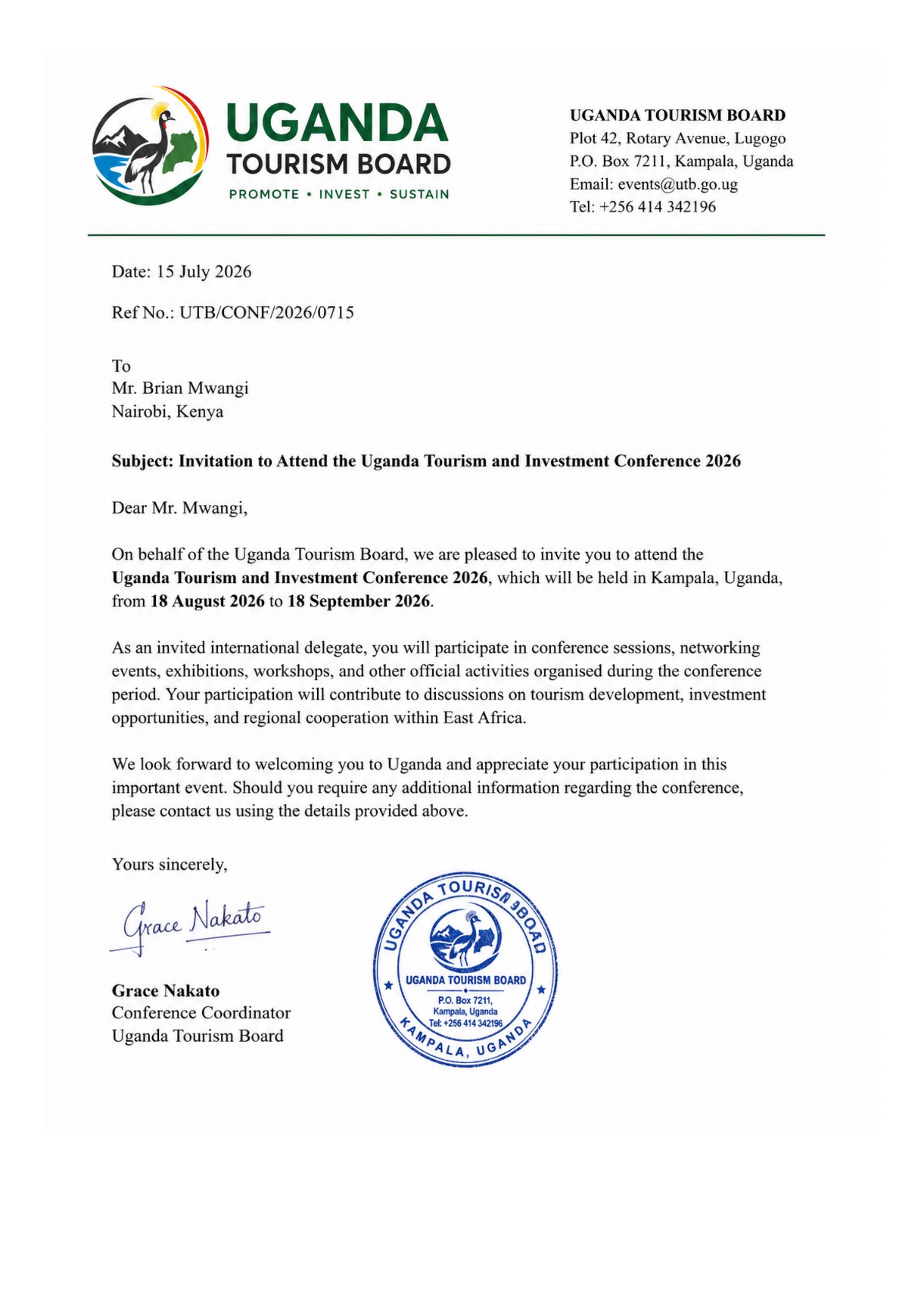 Conference Invitation Letter Sample