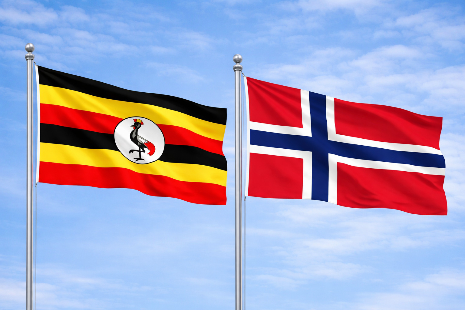 Flag Of Uganda And Norway