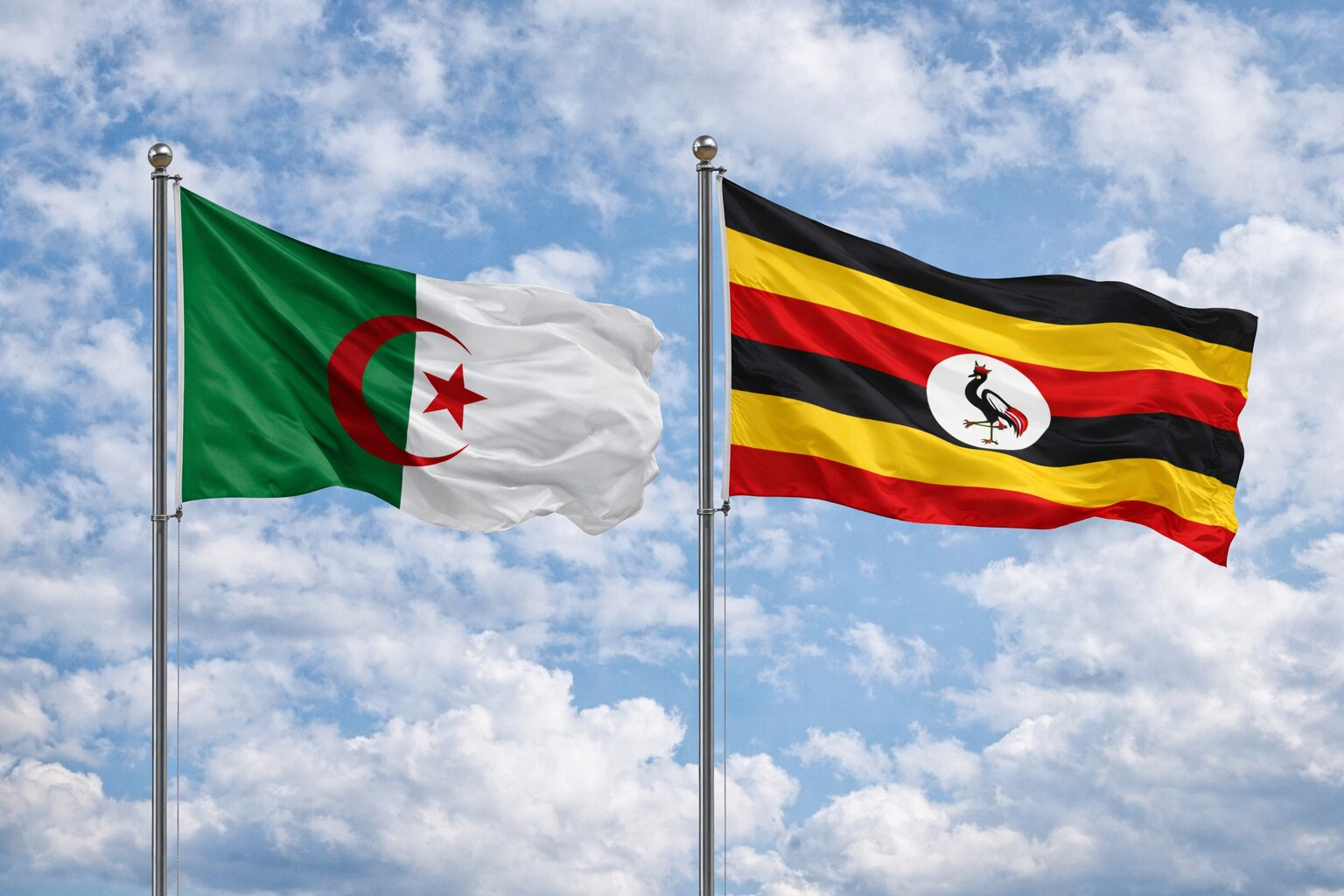 Flags Of Algeria And Uganda