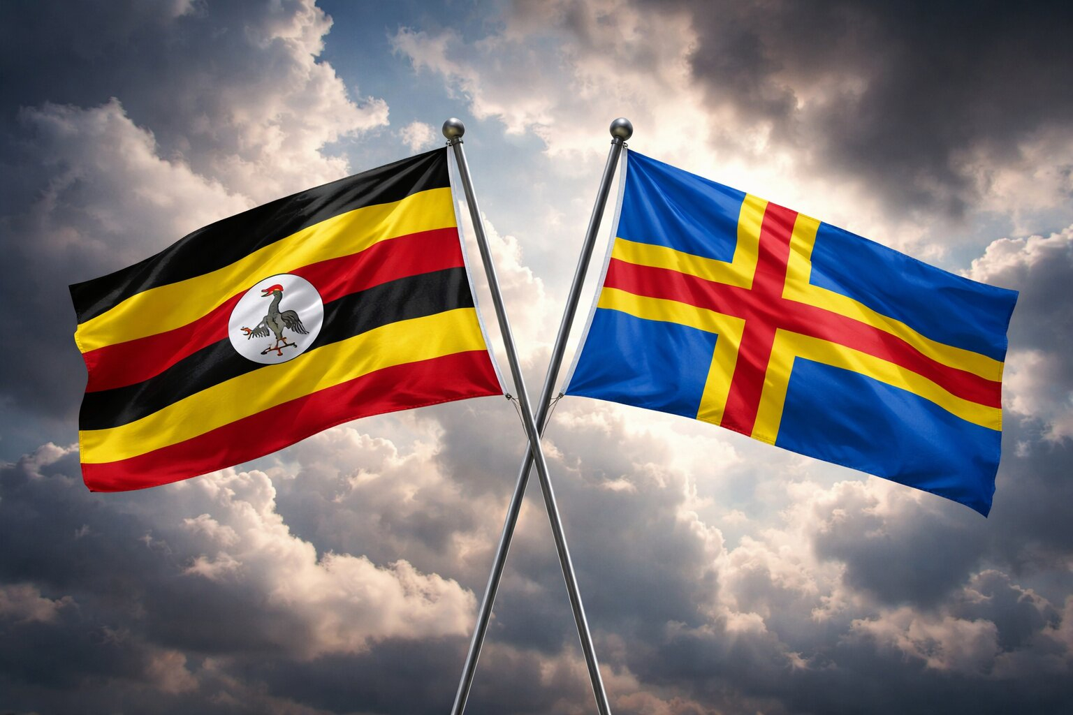 Flags Of Uganda And Aland Islands