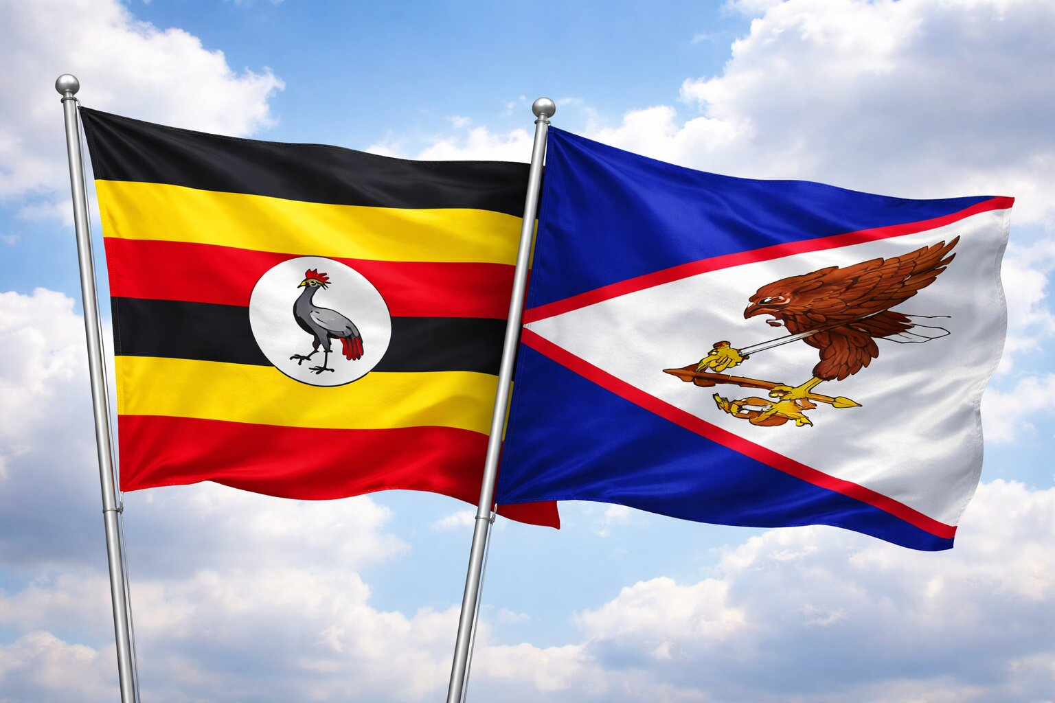 Flags Of Uganda And American Samoa