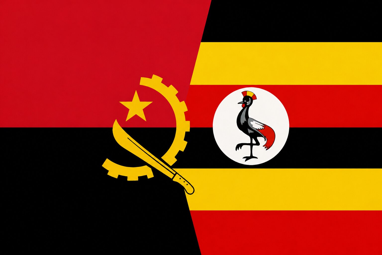 Flags Of Uganda And Angola
