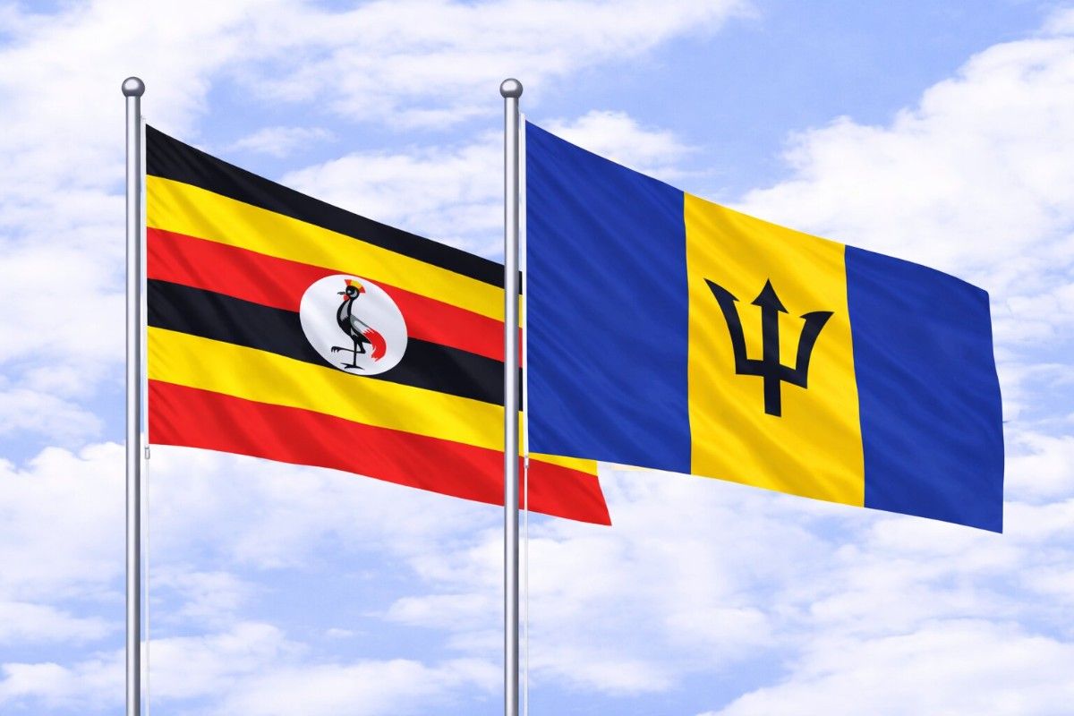 Flags Of Uganda And Barbados