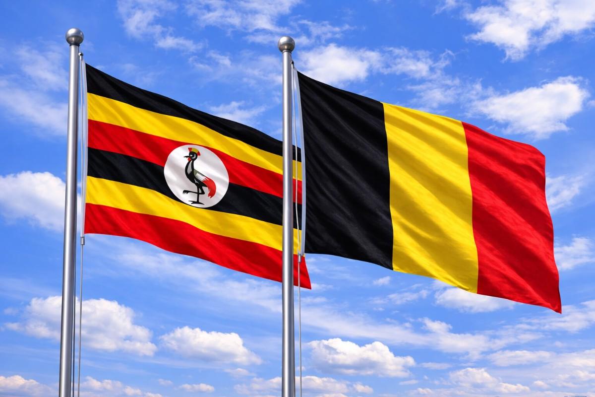 Flags Of Uganda And Belgium