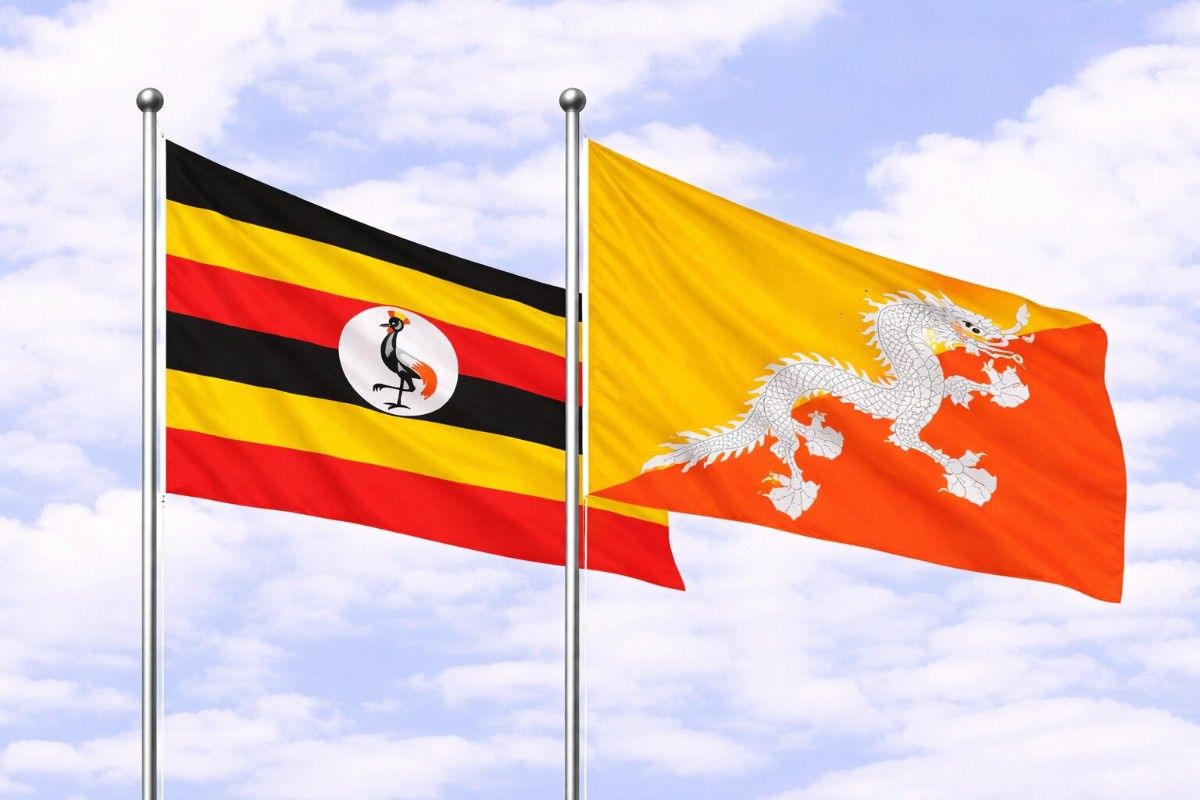 Flags Of Uganda And Bhutan