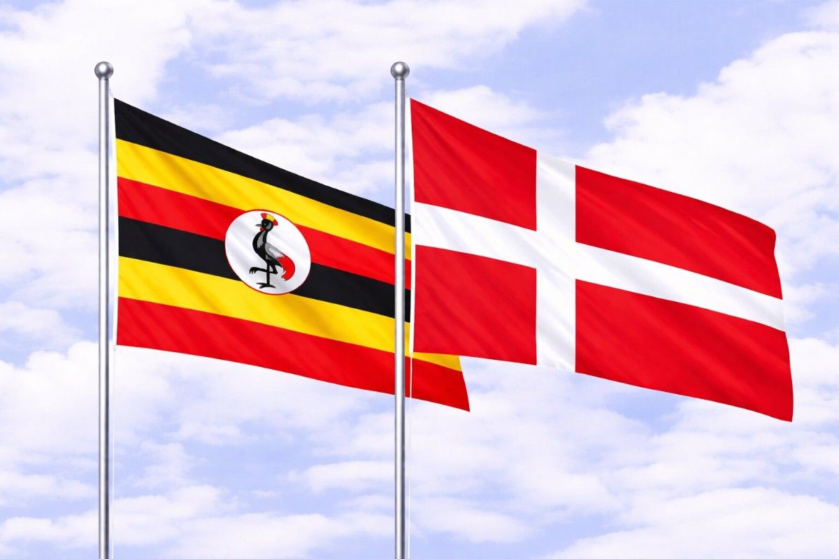 Flags Of Uganda And Denmark