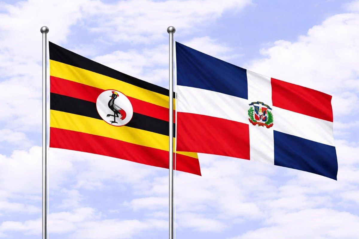 Flags Of Uganda And Dominican Republic