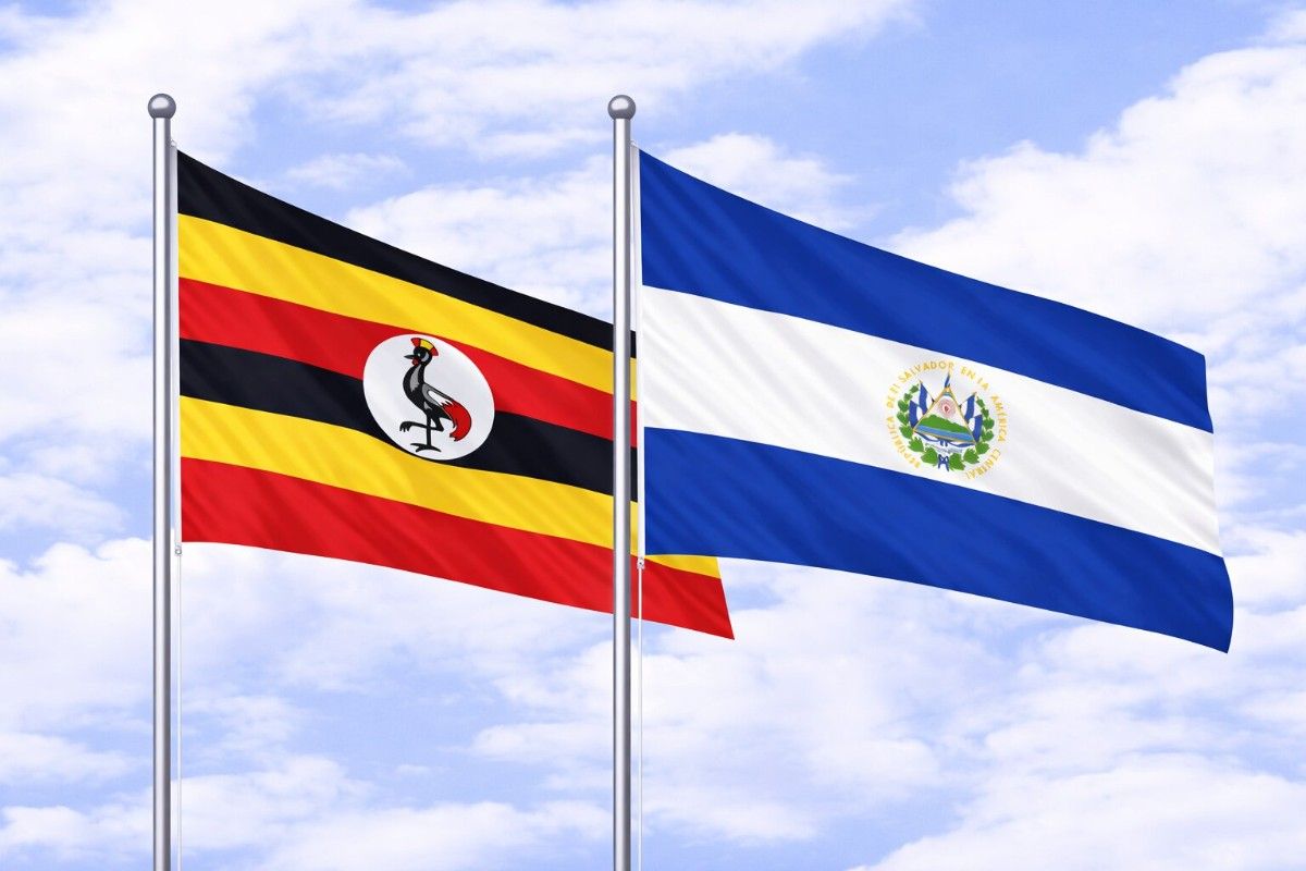 Flags Of Uganda And El Salvador