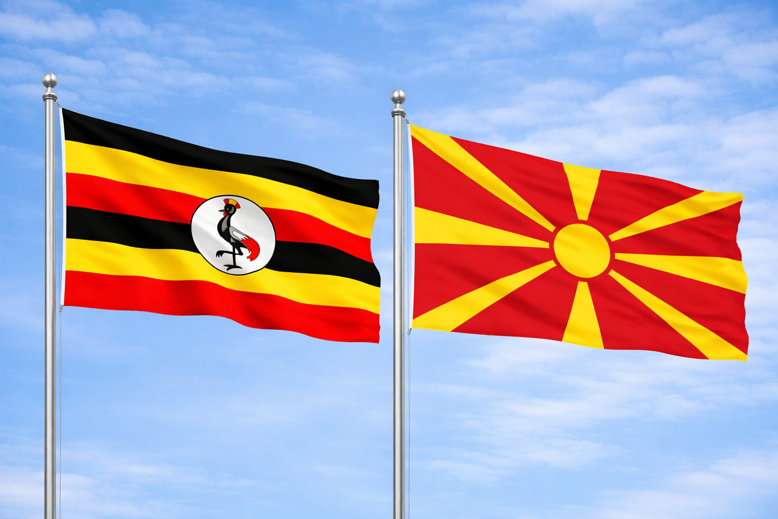 Flags Of Uganda And Macedonia