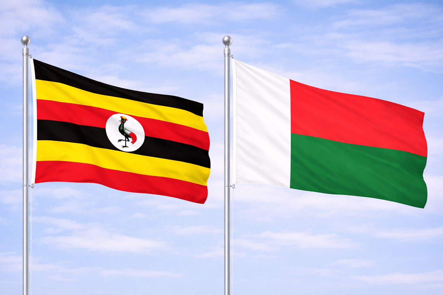 Flags Of Uganda And Madagascar