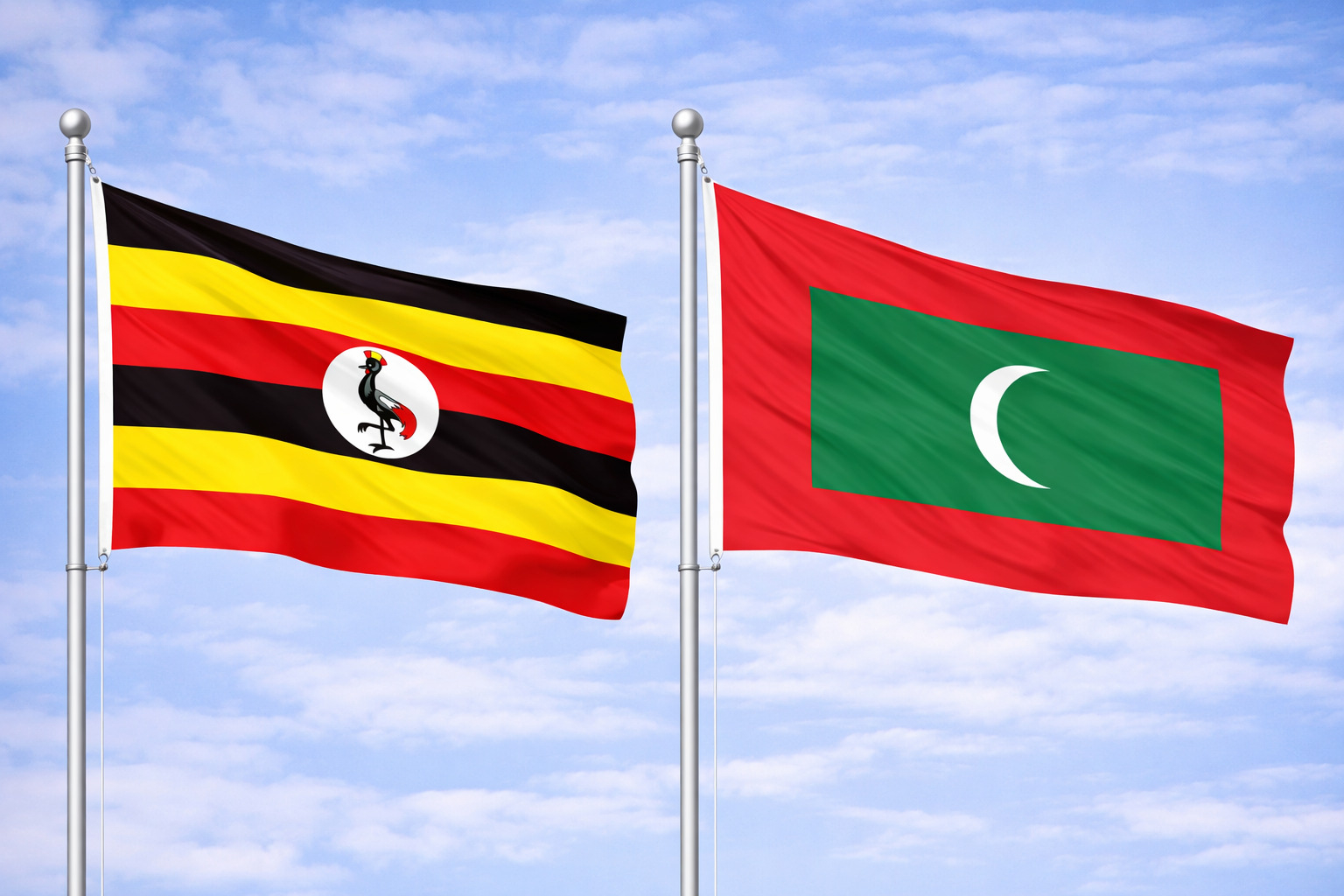 Flags Of Uganda And Maldives