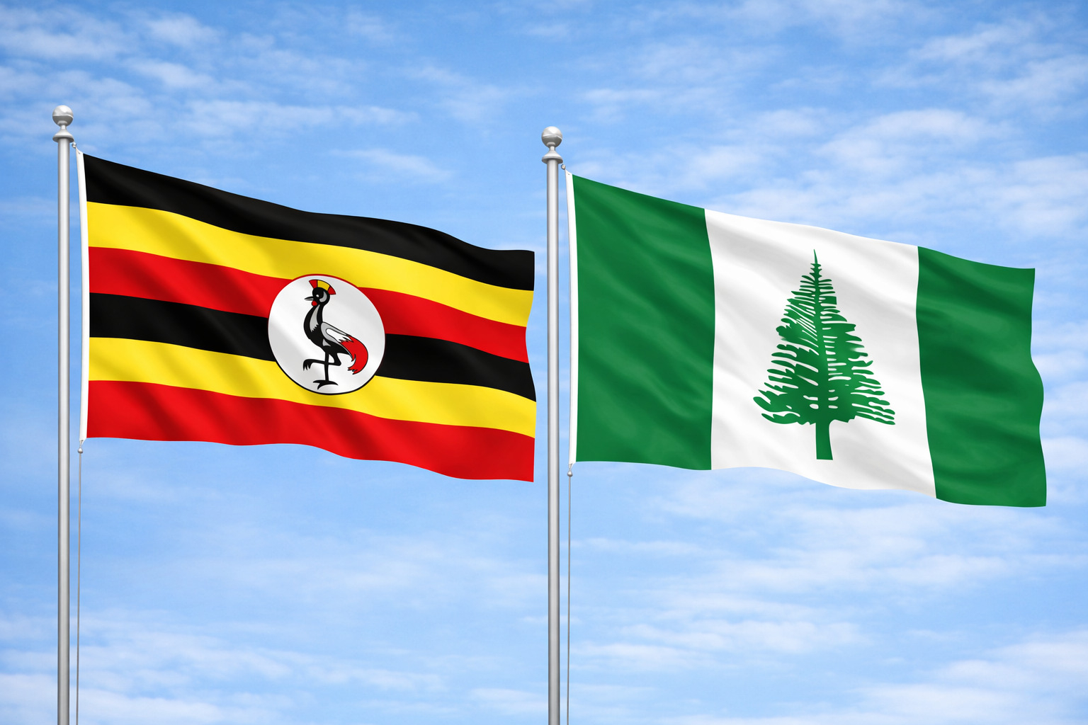 Flags Of Uganda And Norfolk Island