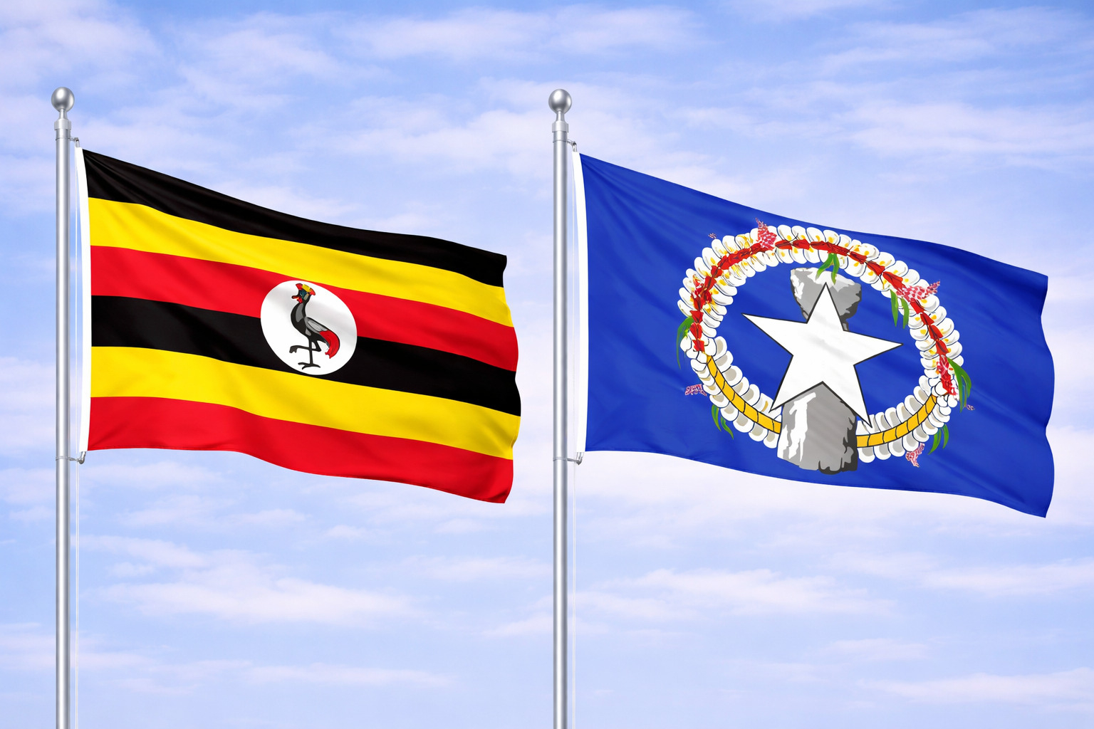 Flags Of Uganda And Northern Mariana Islands