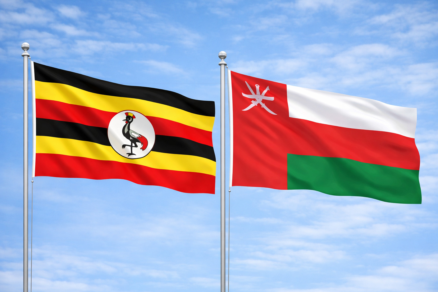 Flags Of Uganda And Oman