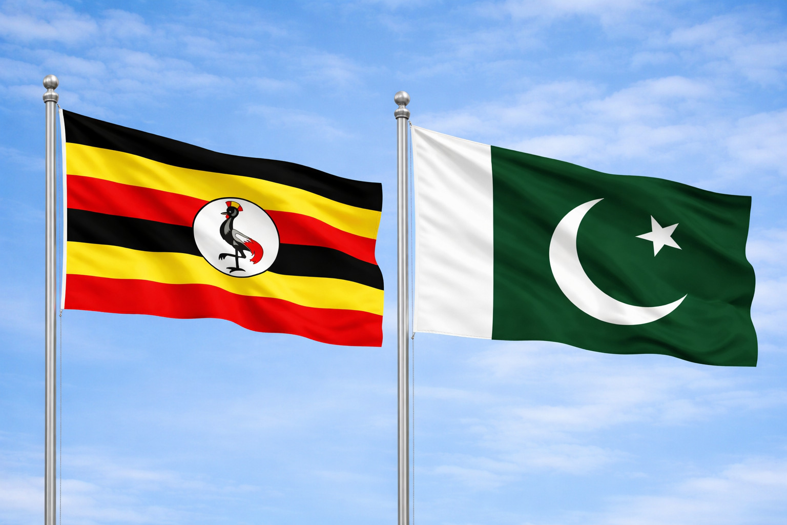 Flags Of Uganda And Pakistan