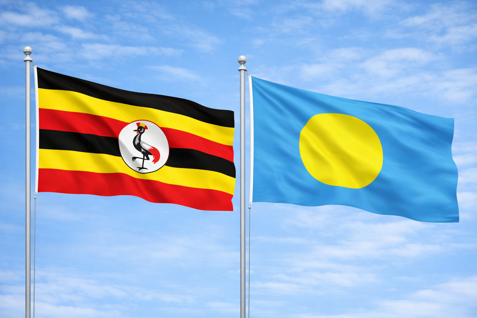 Flags Of Uganda And Palau