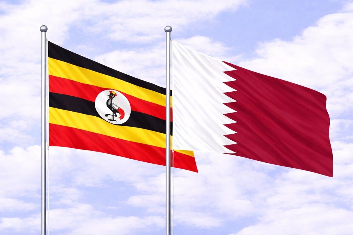 Flags Of Uganda And Qatar