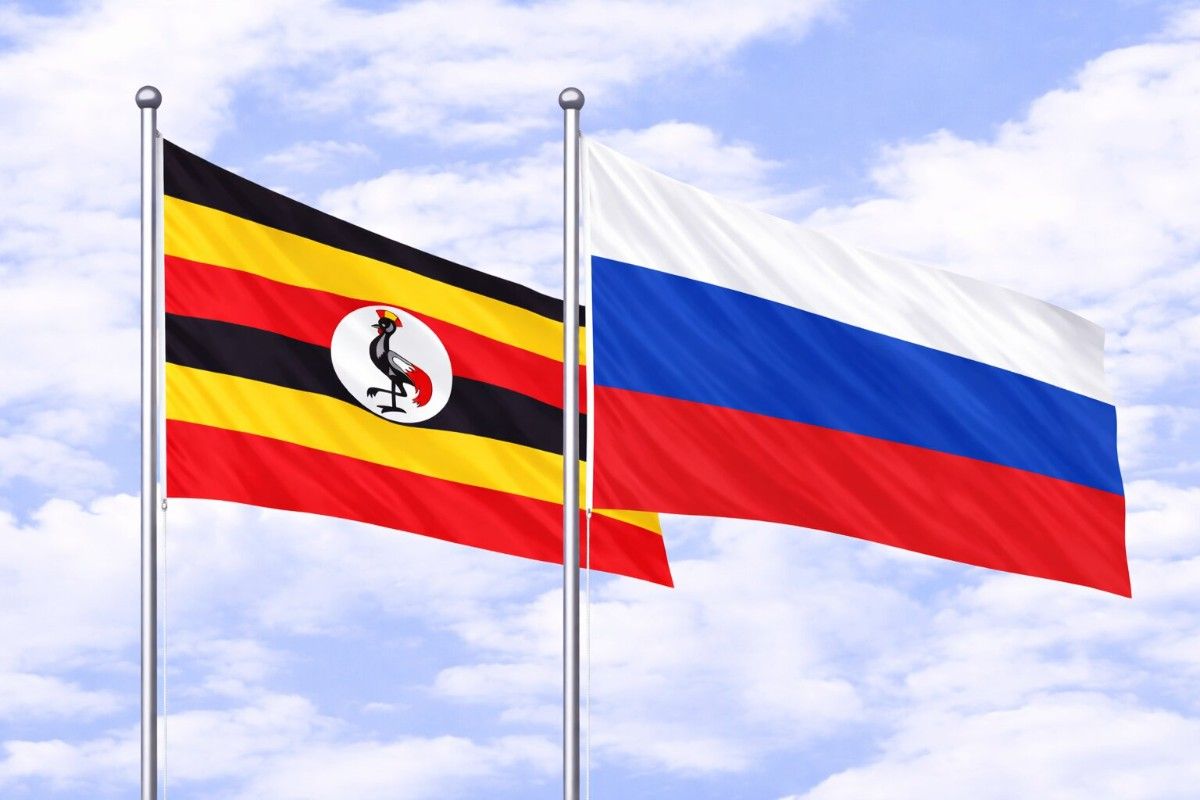 Flags Of Uganda And Russia