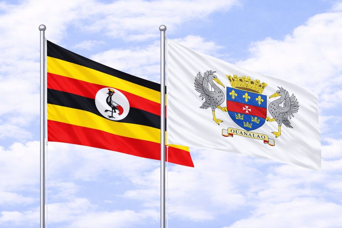 Flags Of Uganda And Saint Barthélemy