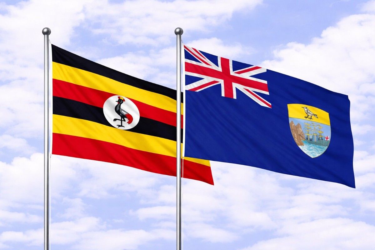 Flags Of Uganda And Saint Helena