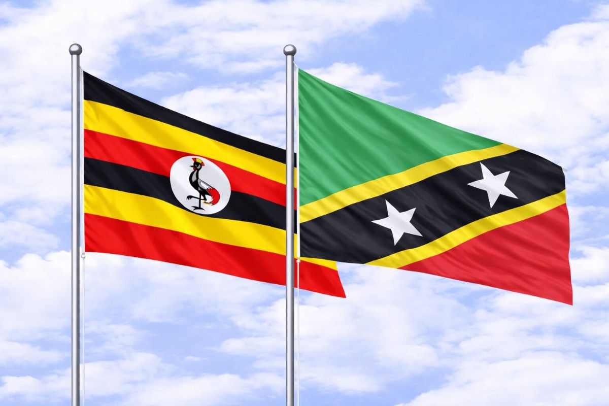 Flags Of Uganda And Saint Kitts And Nevis