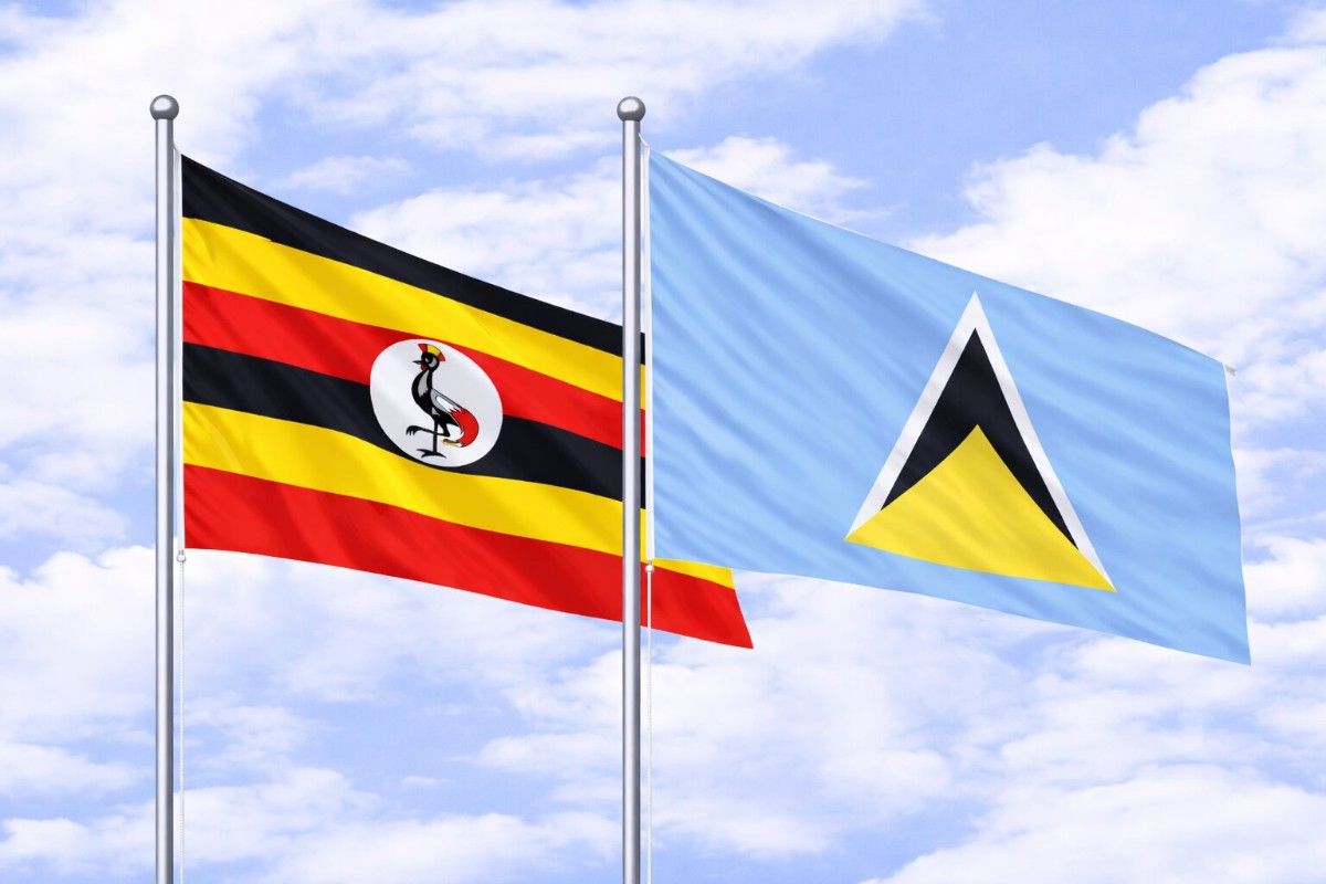 Flags Of Uganda And Saint Lucia