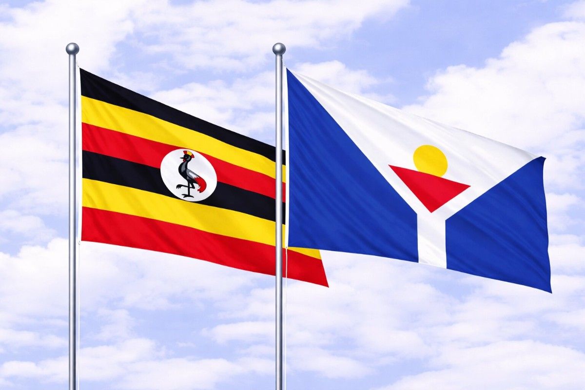 Flags Of Uganda And Saint Martin