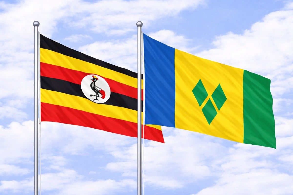 Flags Of Uganda And Saint Vincent