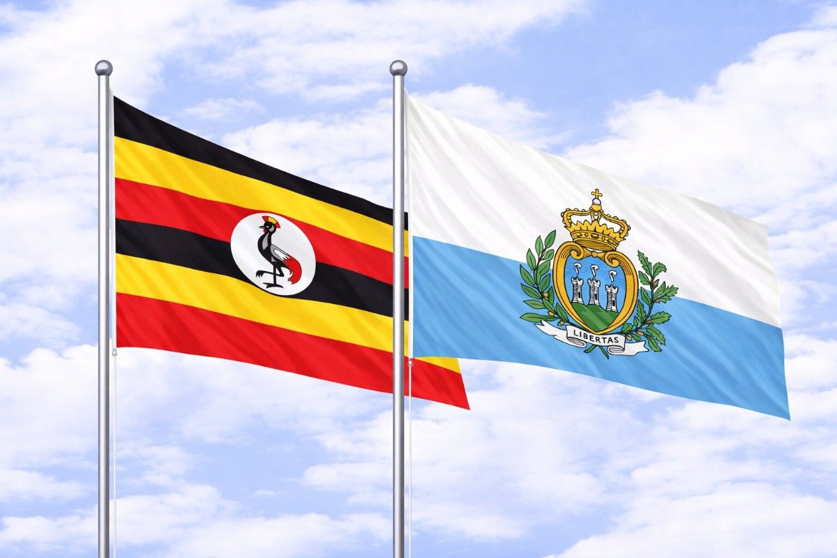 Flags Of Uganda And San Marino