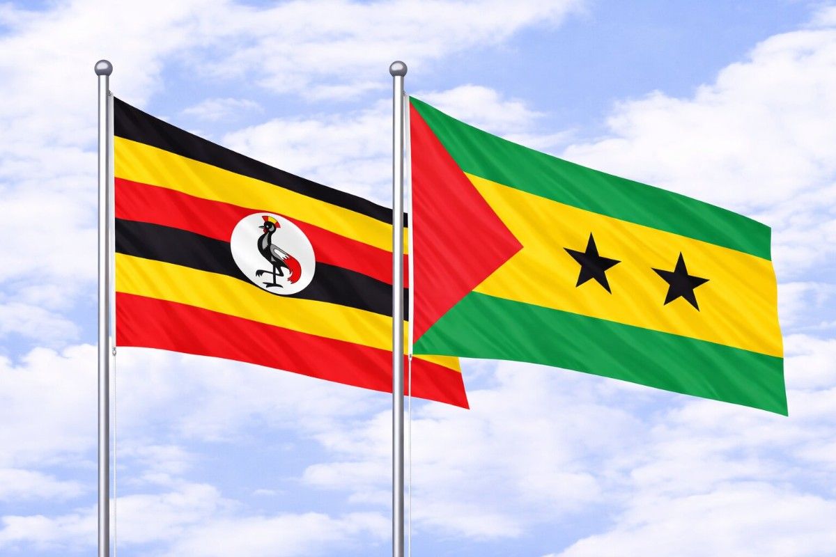 Flags Of Uganda And Sao Tome And Principe