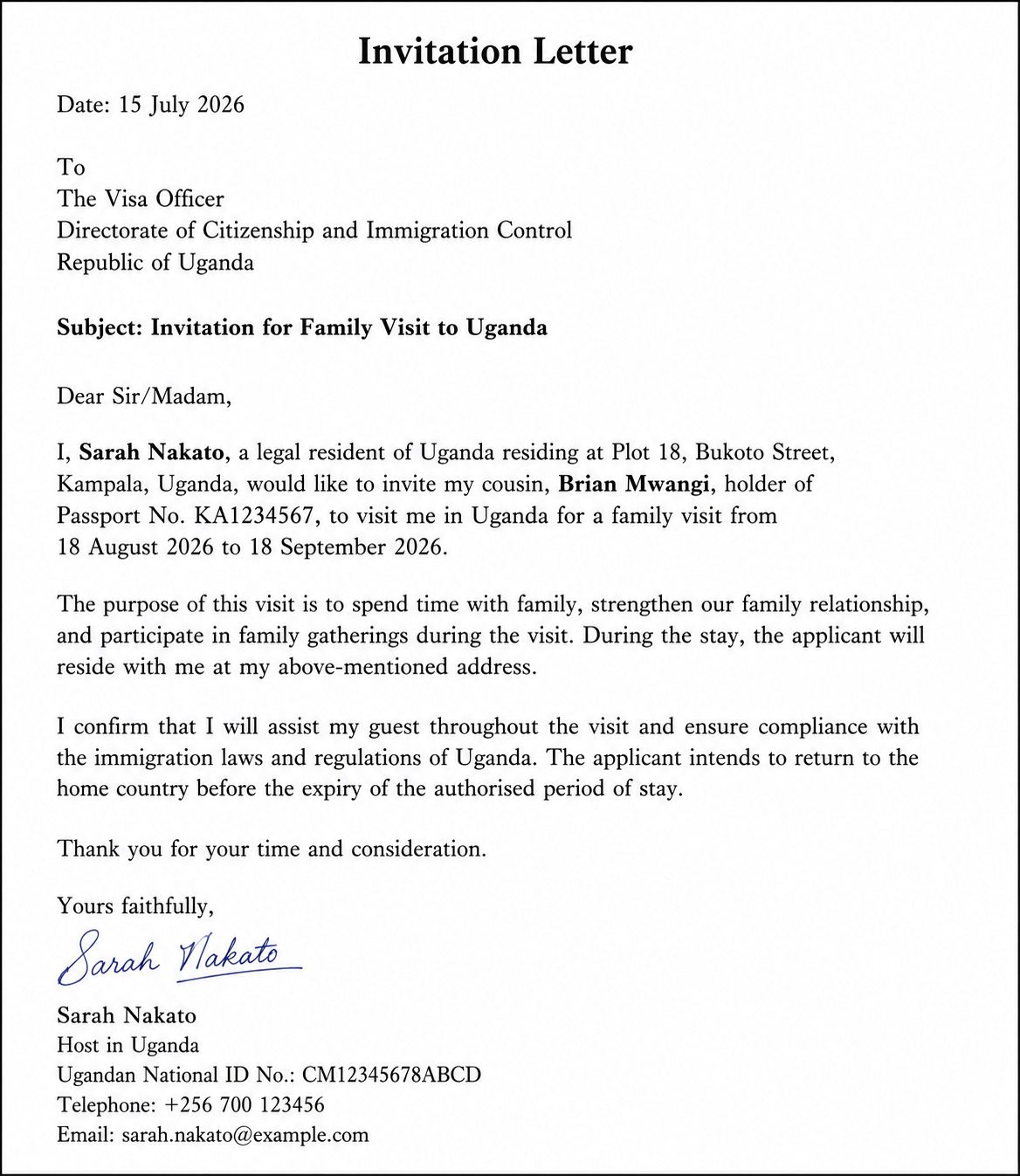 Invitation Letter Sample