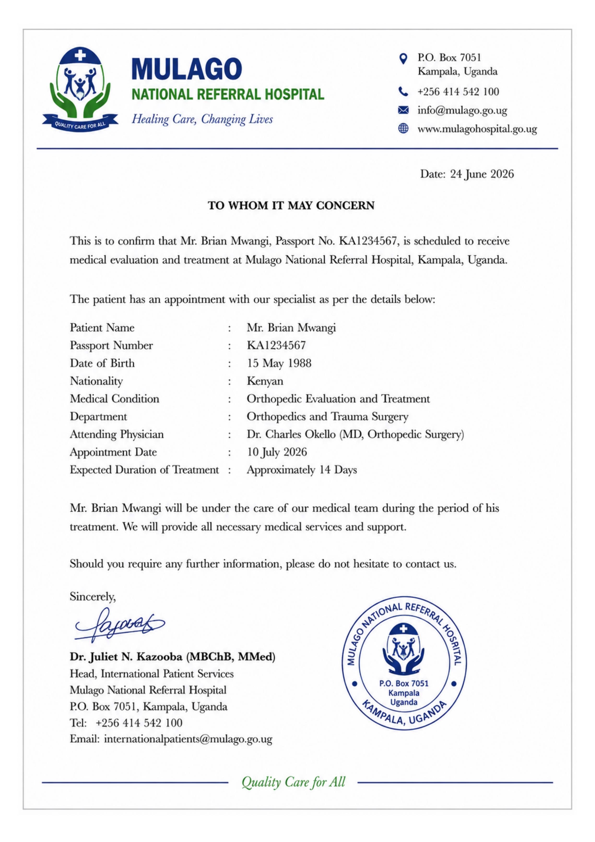 Medical Support Sample