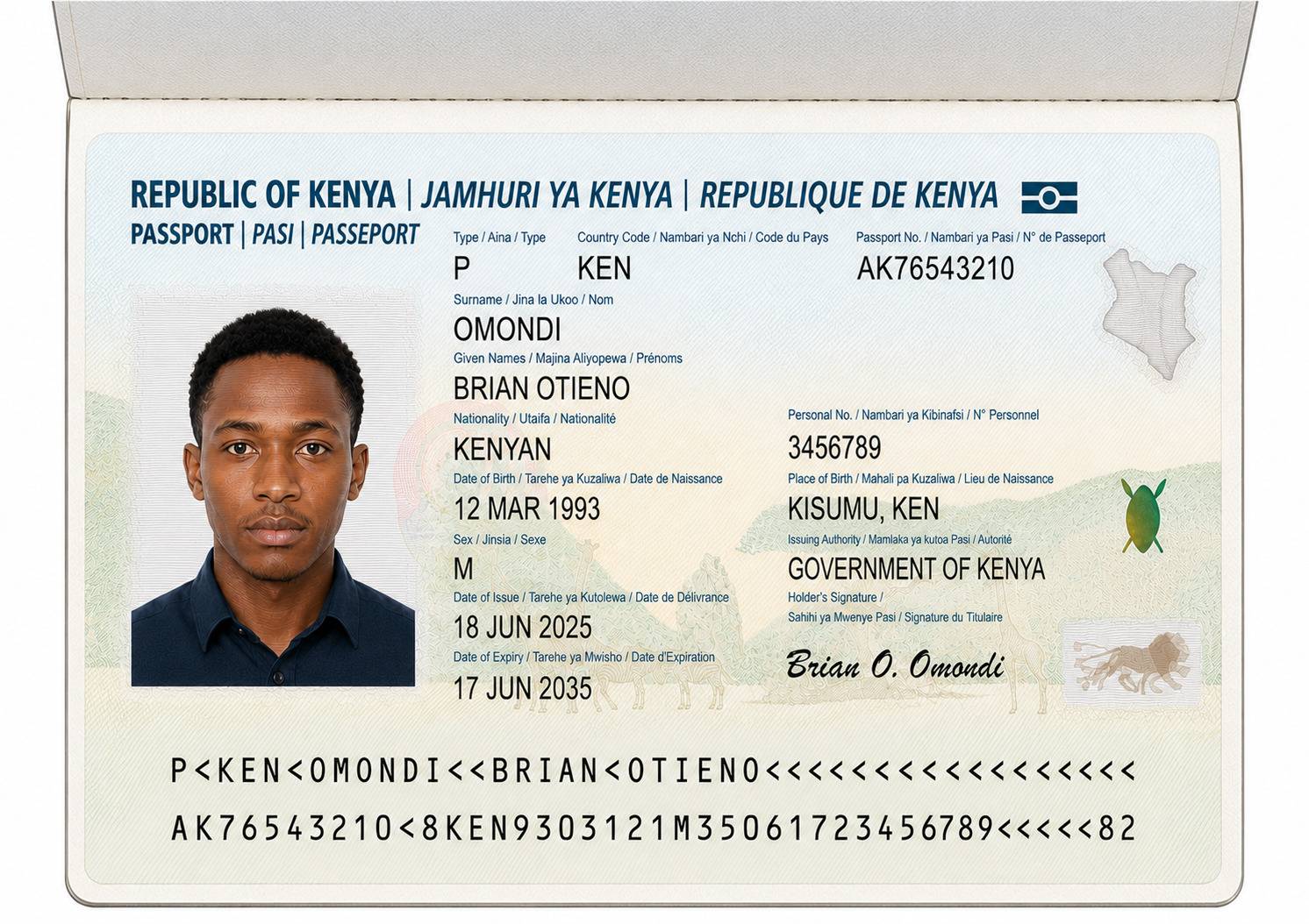 Passport Bio Page Scan Sample