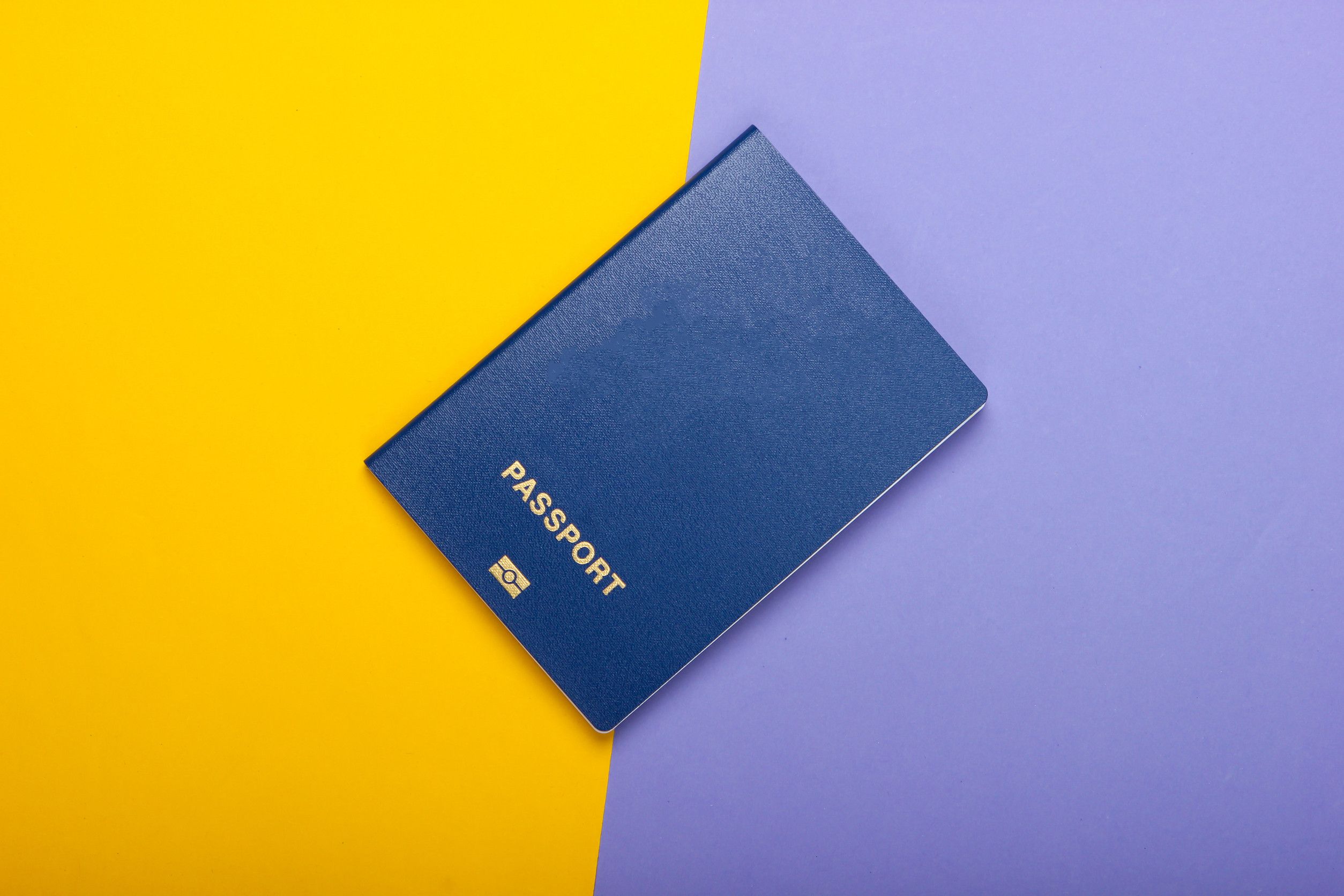 Passport On Purple Yellow Background