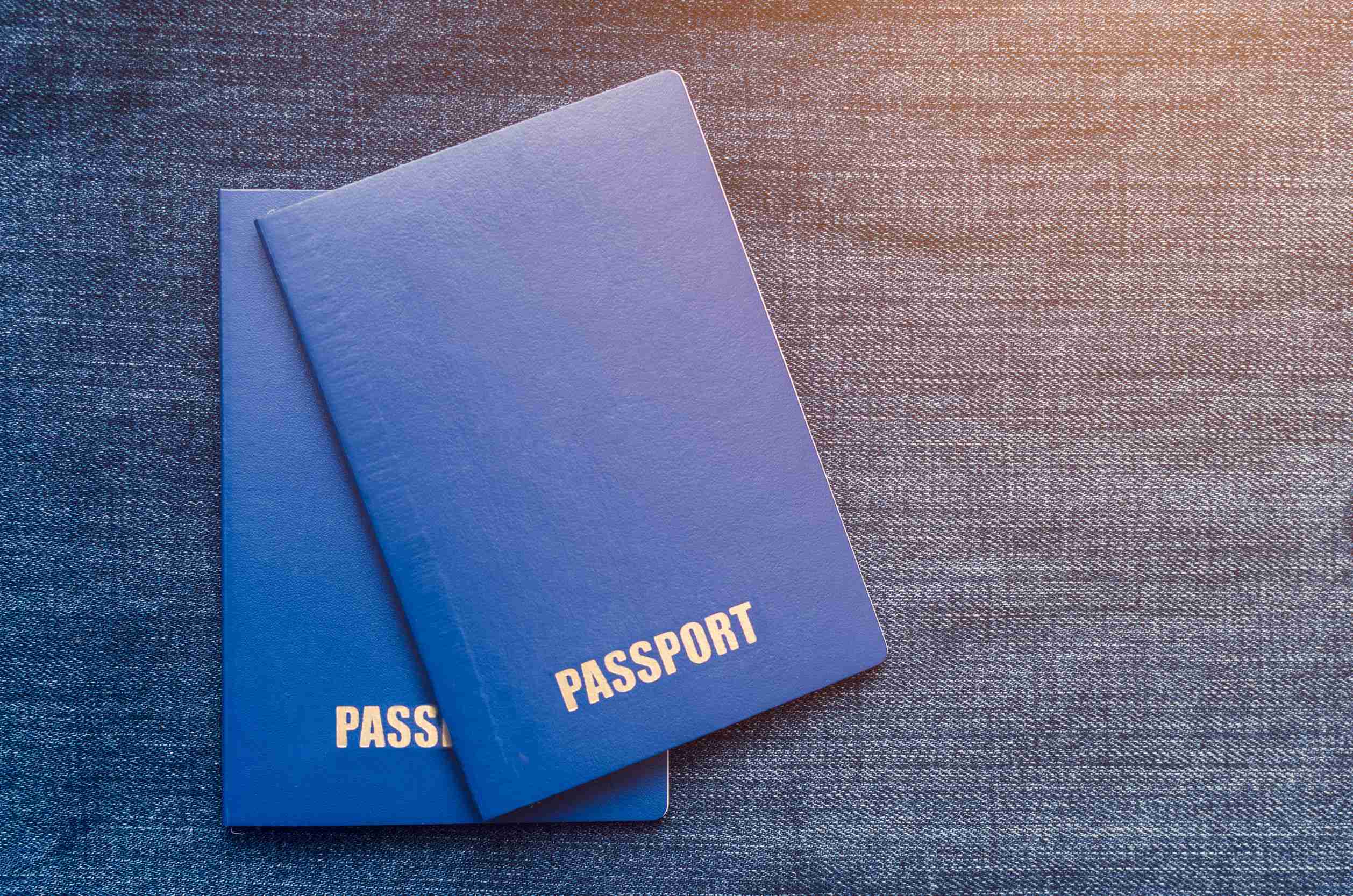Passports On A Blue Background