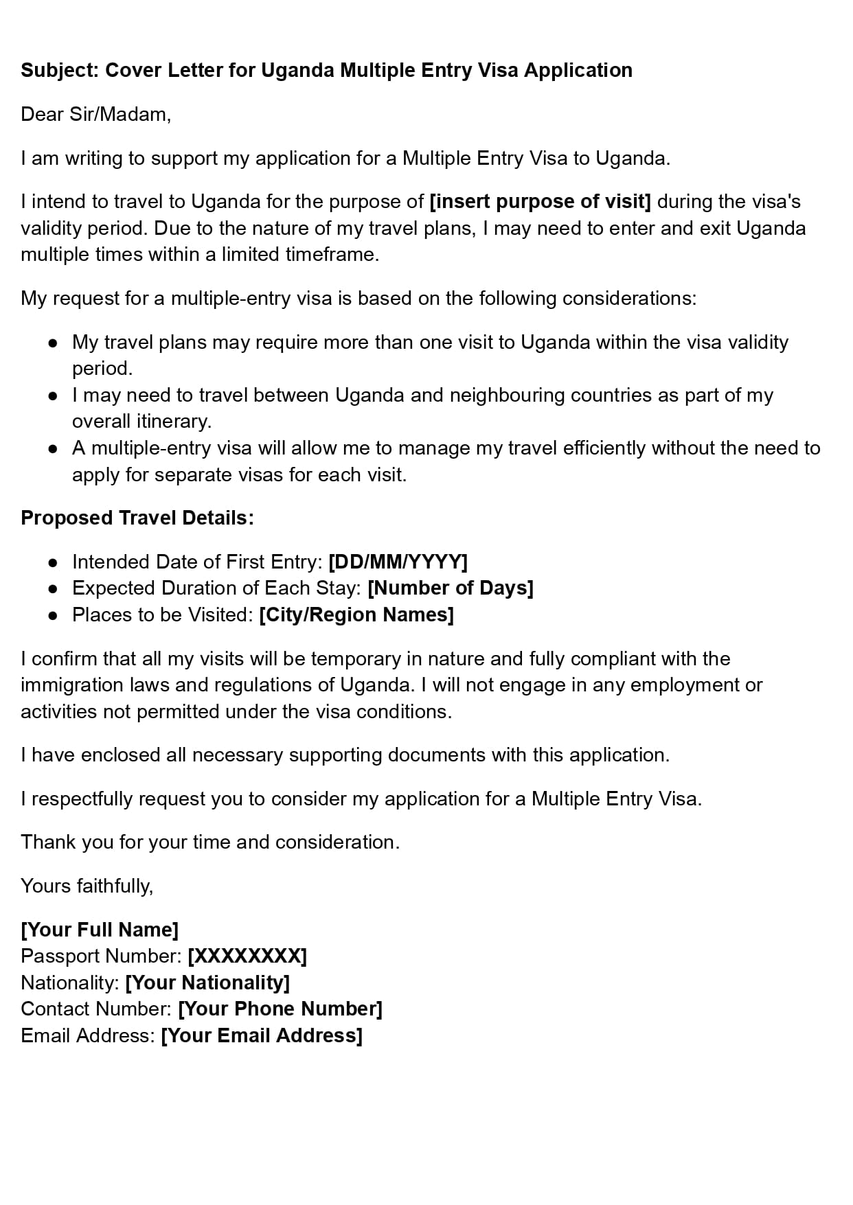 Sample of Cover Letter