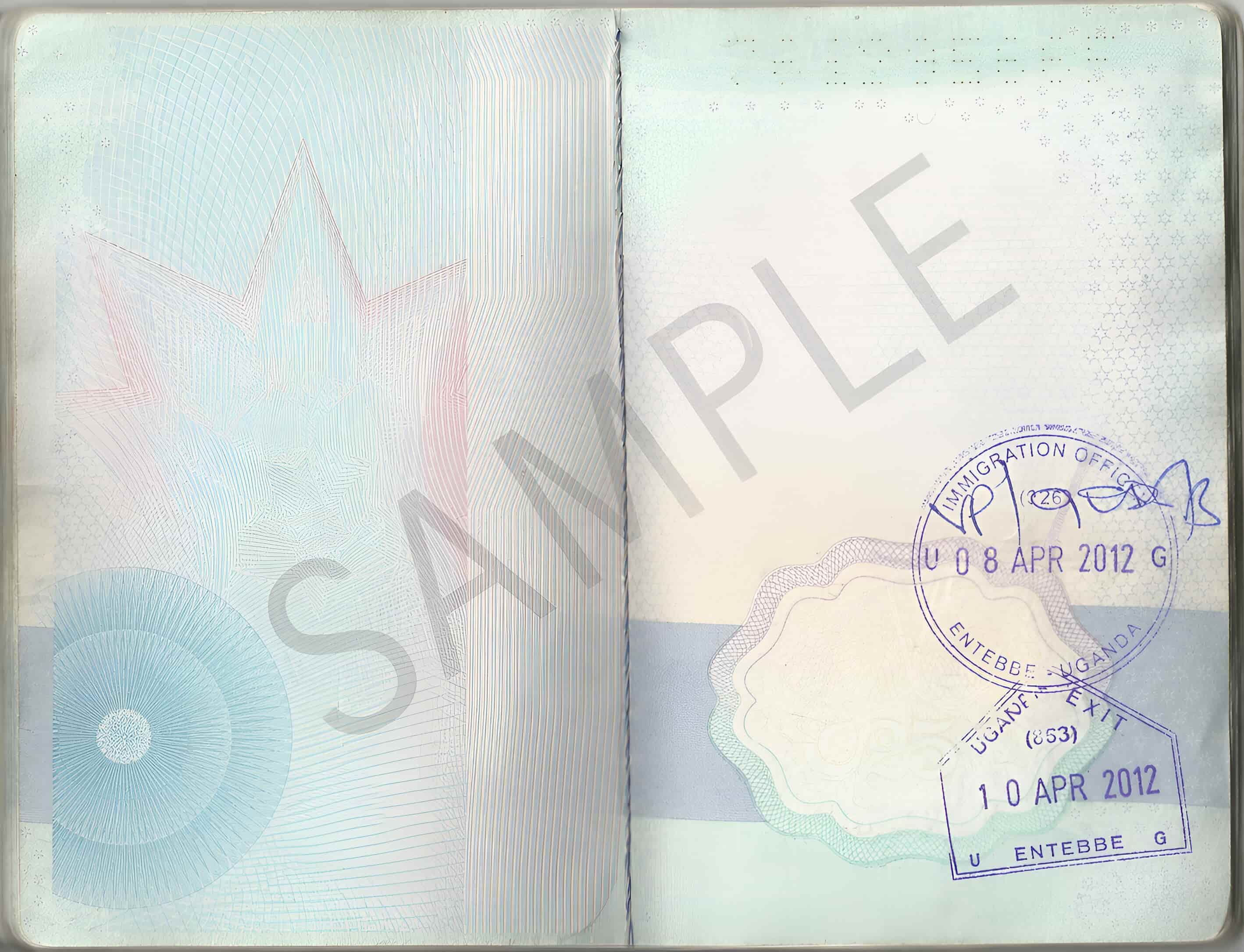 Sample of Visa Stamps