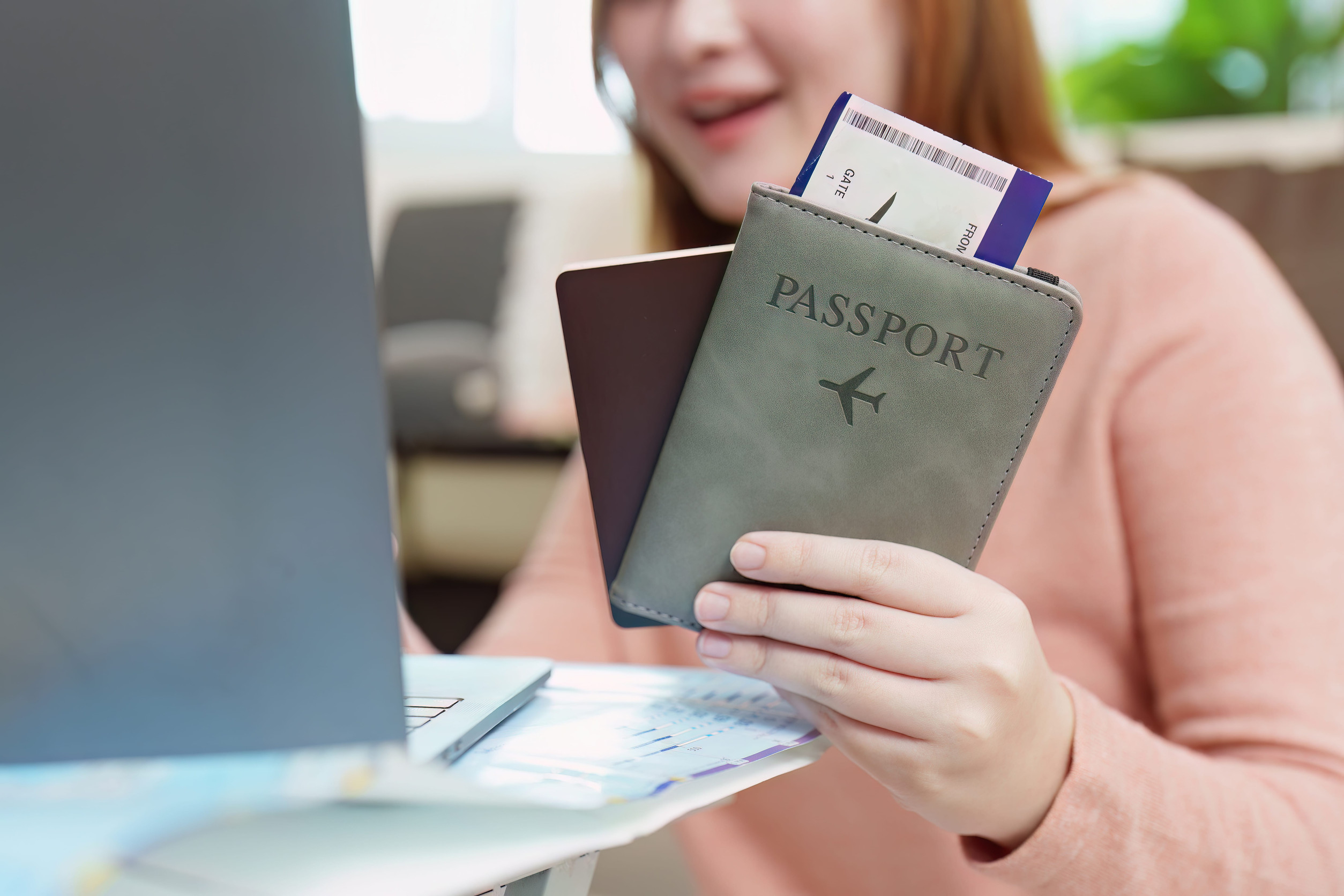Travel Planning Woman Holding A Passport