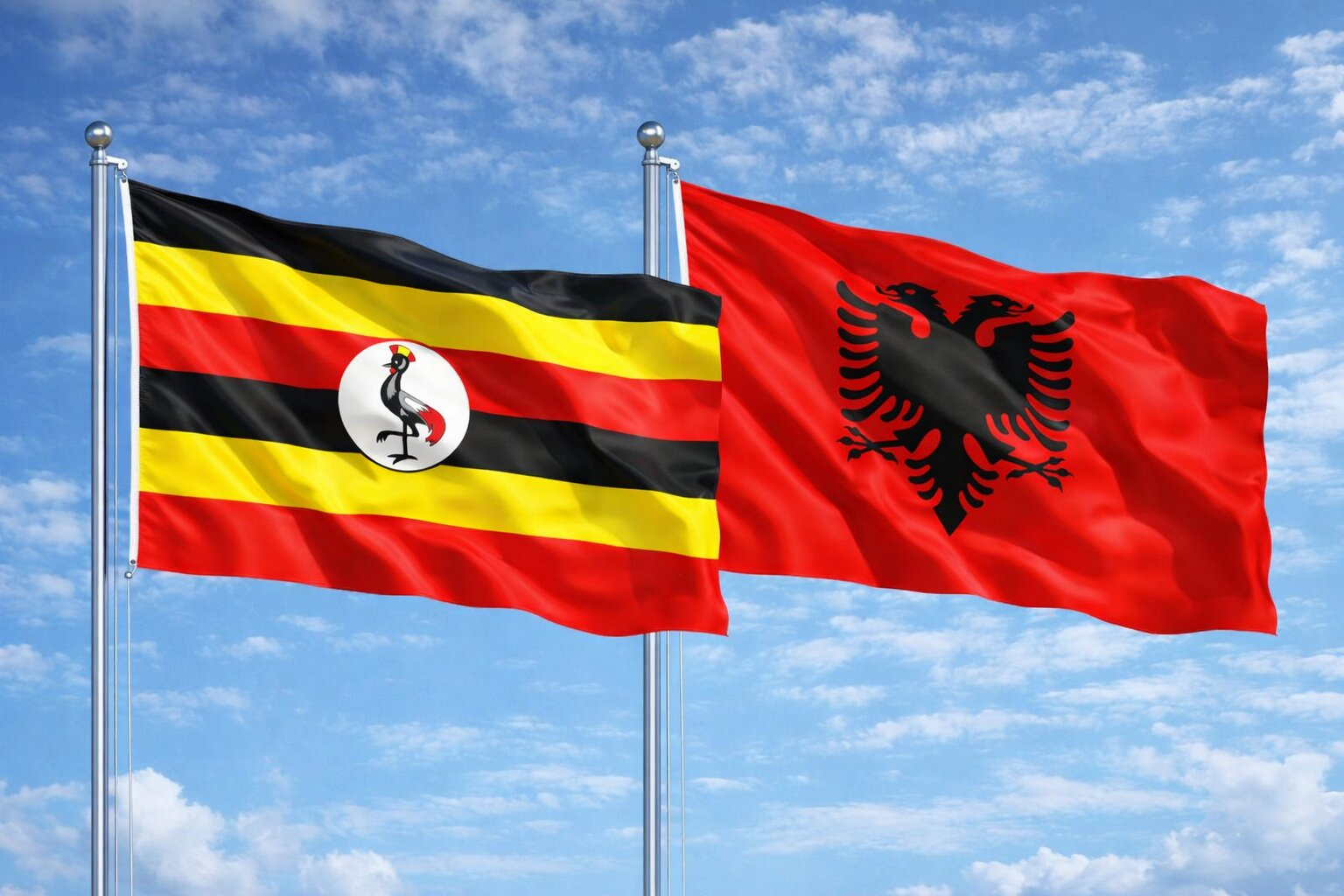 Uganda And Albania Flag