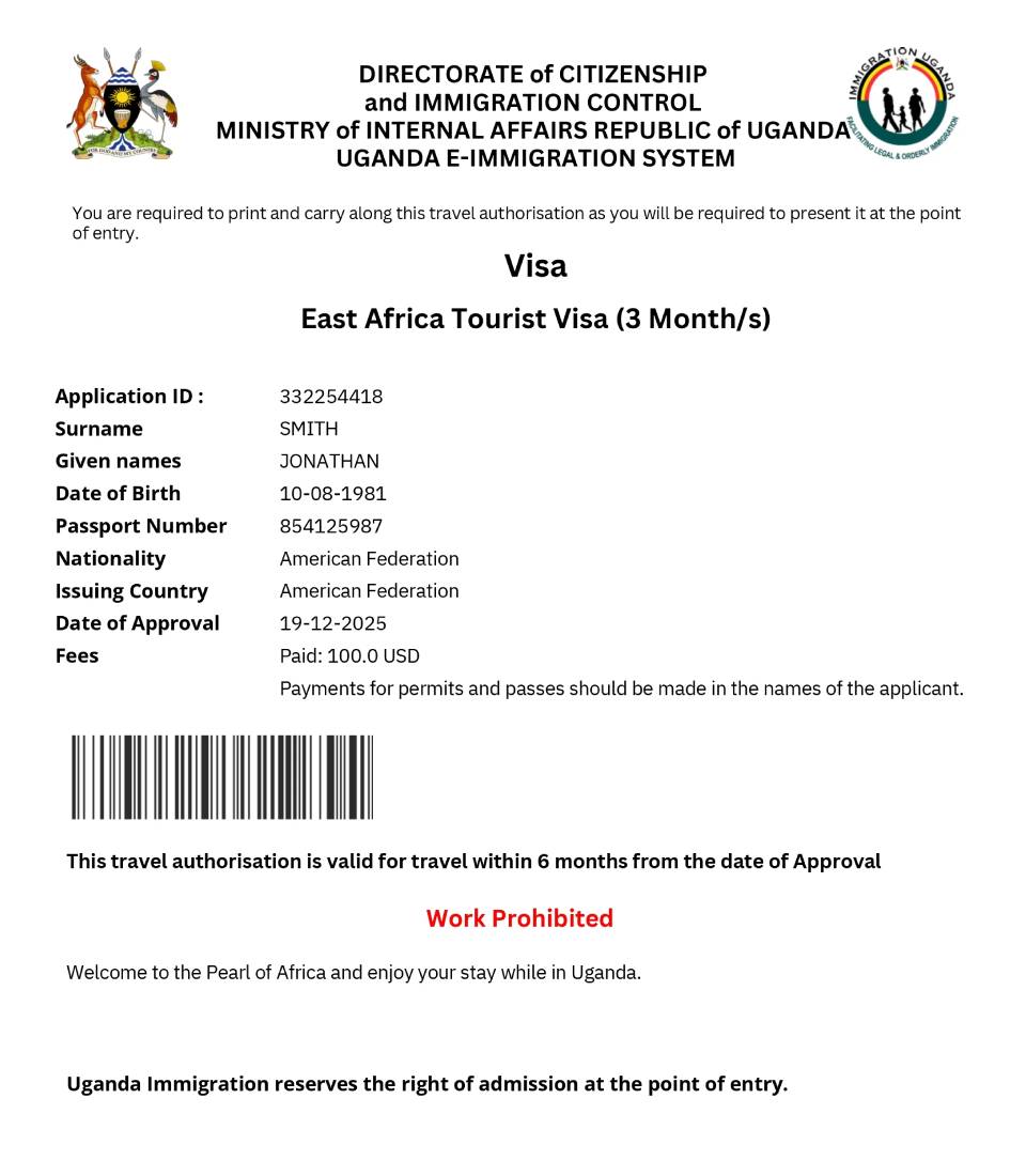 Uganda eVisa approval