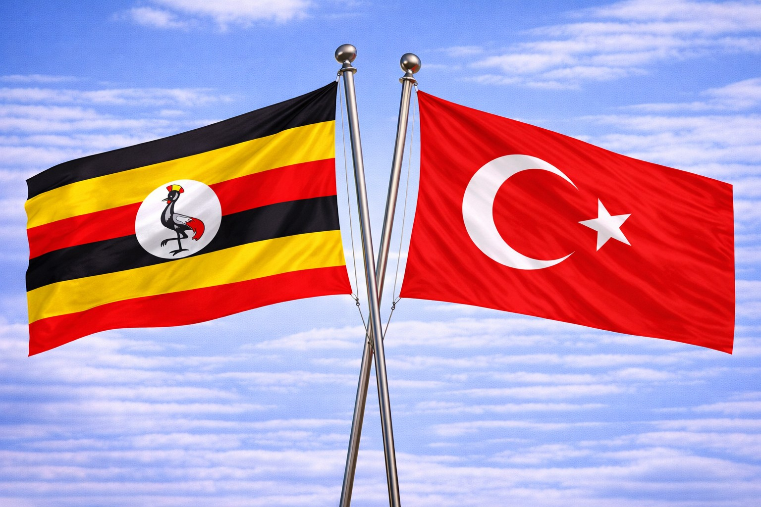 Uganda Flag And And Turkey Flag