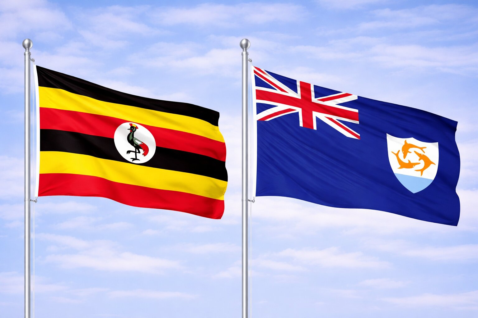 Uganda Flag And Anguilla Flag