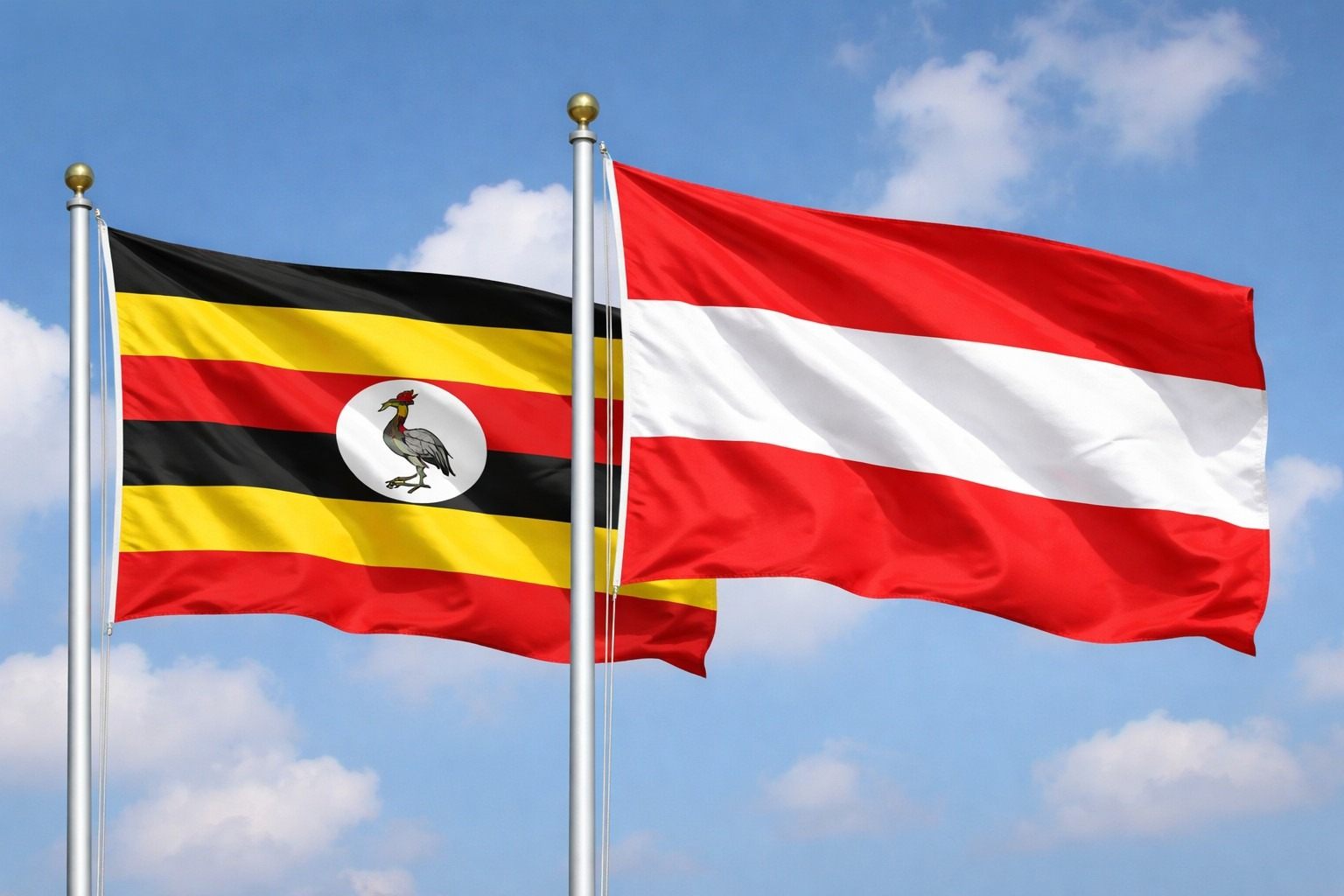 Uganda Flag And Austria Flag