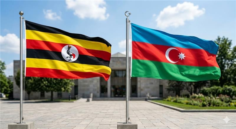 Uganda Flag And Azerbaijan Flag