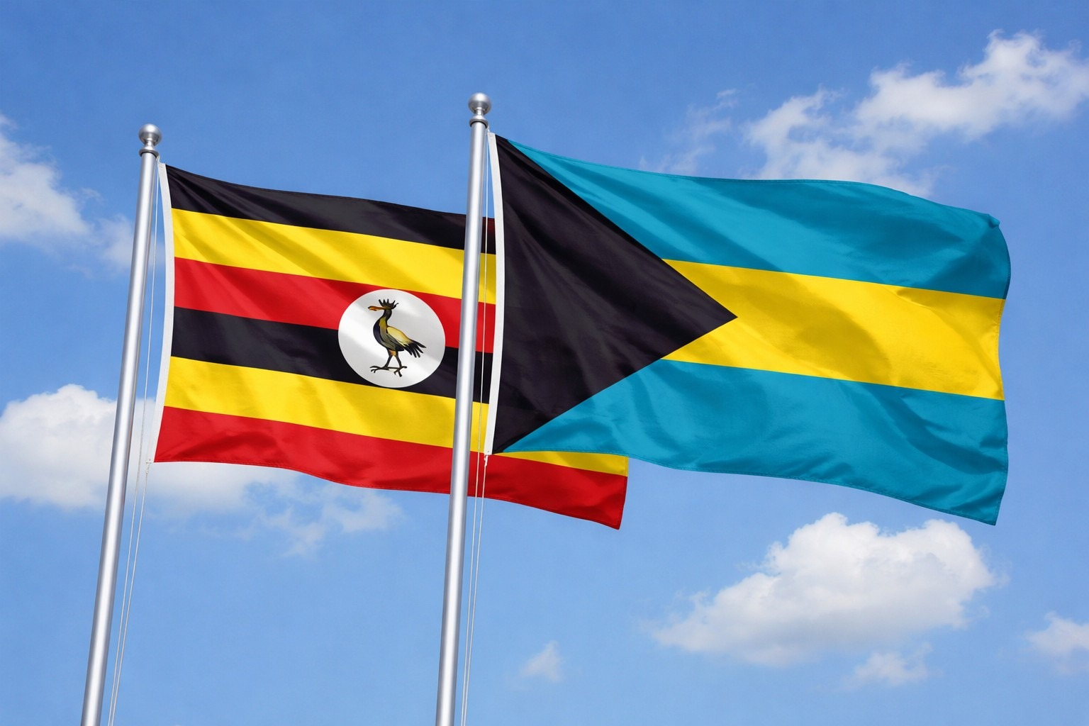 Uganda Flag And Bahamas Flag