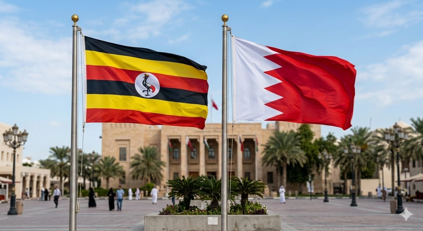 Uganda Flag And Bahrain Flag