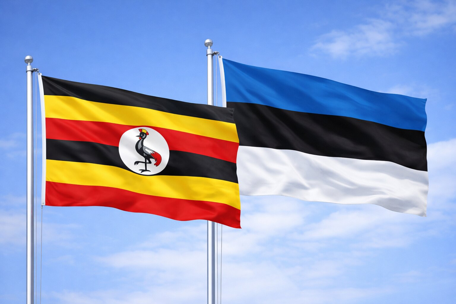 Uganda Flag And Estonia Flag