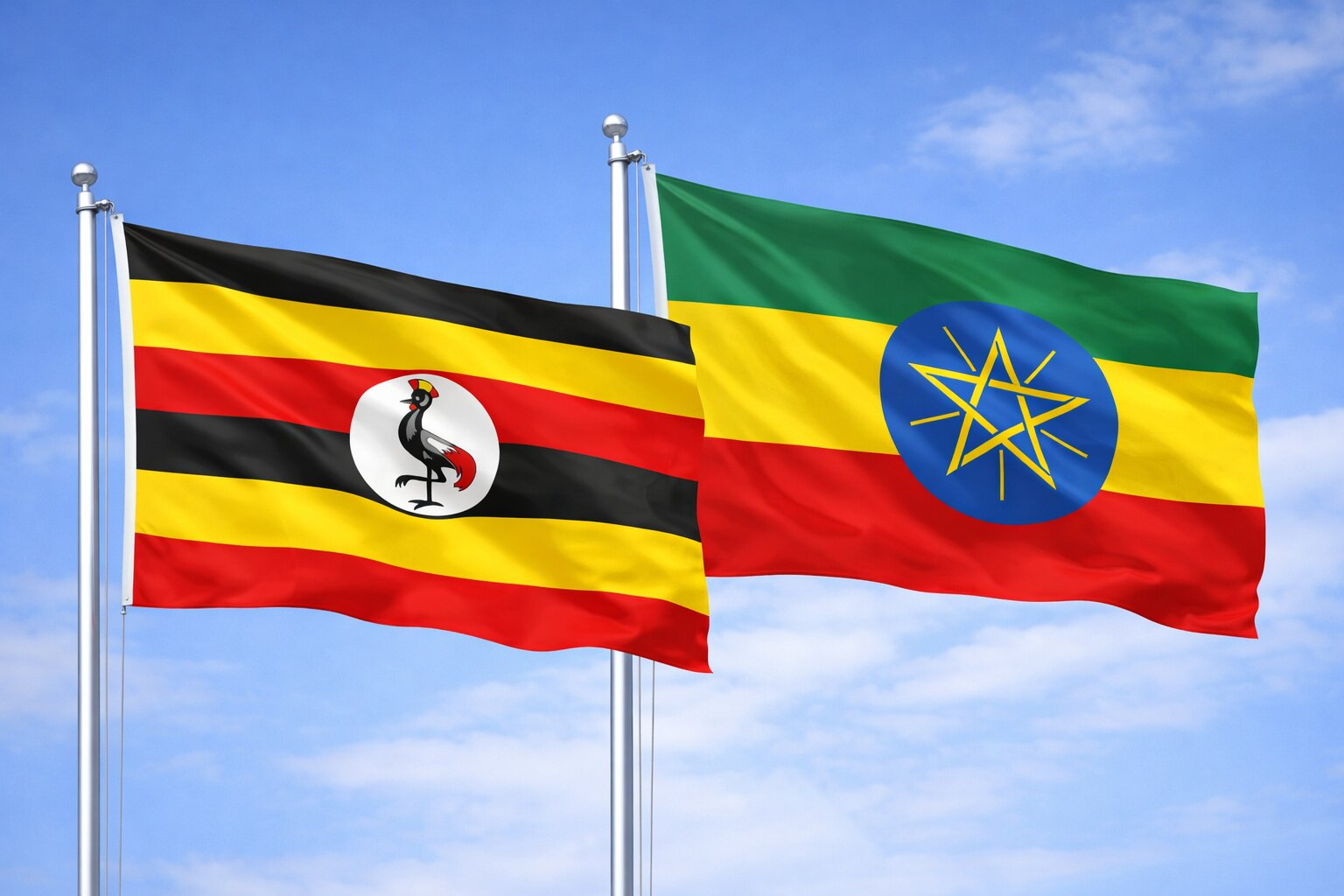 Uganda Flag And Ethiopia Flag