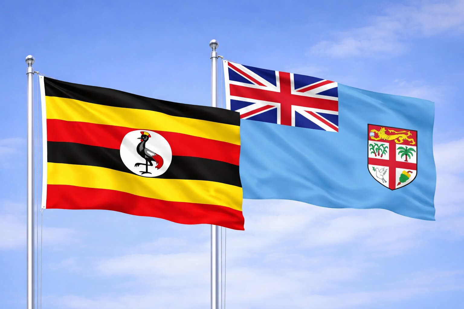 Uganda Flag And Fiji Flag