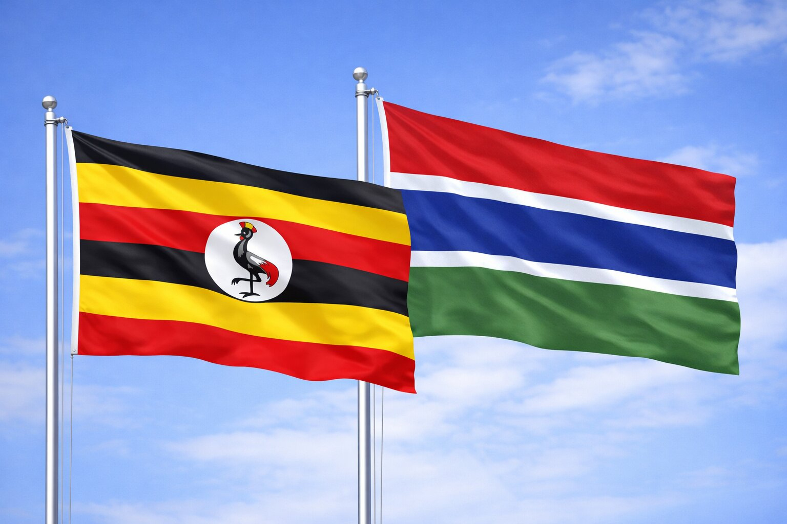 Uganda Flag And Gambia Flag